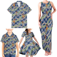 Navy Blue Palaka Hula Girls Seamless Hawaii Aloha Family Matching Tank Maxi Dress and Hawaiian Shirt LT7 - Polynesian Pride