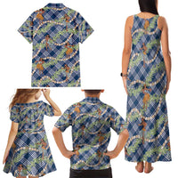 Navy Blue Palaka Hula Girls Seamless Hawaii Aloha Family Matching Tank Maxi Dress and Hawaiian Shirt LT7 - Polynesian Pride