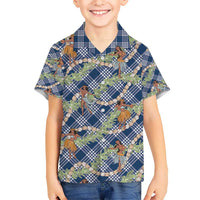 Navy Blue Palaka Hula Girls Seamless Hawaii Aloha Hawaiian Shirt - Polynesian Pride