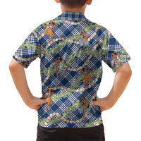 Navy Blue Palaka Hula Girls Seamless Hawaii Aloha Kid Hawaiian Shirt - Polynesian Pride