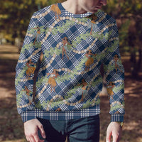 Navy Blue Palaka Hula Girls Seamless Hawaii Aloha Ugly Christmas Sweater - Polynesian Pride