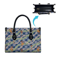 Navy Blue Palaka Hula Girls Seamless Hawaii Aloha Leather Bag LT7 - Polynesian Pride