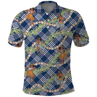 Navy Blue Palaka Hula Girls Seamless Hawaii Aloha Polo Shirt - Polynesian Pride