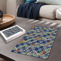 Navy Blue Palaka Hula Girls Seamless Hawaii Aloha Puzzle LT7 - Polynesian Pride