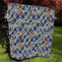 Navy Blue Palaka Hula Girls Seamless Hawaii Aloha Quilt - Polynesian Pride