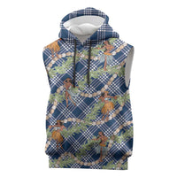 Navy Blue Palaka Hula Girls Seamless Hawaii Aloha Sleeveless Hoodie LT7 Navy Blue - Polynesian Pride
