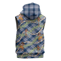 Navy Blue Palaka Hula Girls Seamless Hawaii Aloha Sleeveless Hoodie LT7 - Polynesian Pride