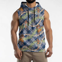 Navy Blue Palaka Hula Girls Seamless Hawaii Aloha Sleeveless Hoodie LT7 - Polynesian Pride