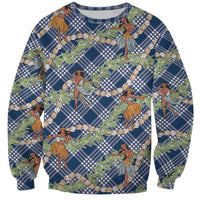 Navy Blue Palaka Hula Girls Seamless Hawaii Aloha Sweatshirt LT7 Unisex Navy Blue - Polynesian Pride