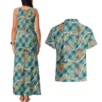 Teal Palaka Hula Girls Seamless Hawaii Aloha Couples Matching Tank Maxi Dress and Hawaiian Shirt LT7 - Polynesian Pride