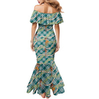 Teal Palaka Hula Girls Seamless Hawaii Aloha Family Matching Mermaid Dress and Hawaiian Shirt LT7 - Polynesian Pride