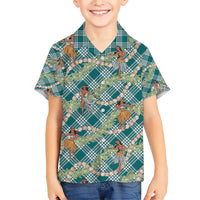 Teal Palaka Hula Girls Seamless Hawaii Aloha Family Matching Short Sleeve Bodycon Dress and Hawaiian Shirt LT7 Son's Shirt Teal - Polynesian Pride