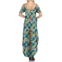 Teal Palaka Hula Girls Seamless Hawaii Aloha Family Matching Summer Maxi Dress and Hawaiian Shirt LT7 - Polynesian Pride