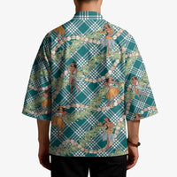 Teal Palaka Hula Girls Seamless Hawaii Aloha Kimono - Polynesian Pride