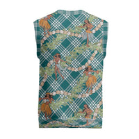 Teal Palaka Hula Girls Seamless Hawaii Aloha Christmas Knitted V-Neck Vest - Polynesian Pride