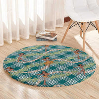 Teal Palaka Hula Girls Seamless Hawaii Aloha Round Carpet - Polynesian Pride