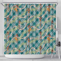Teal Palaka Hula Girls Seamless Hawaii Aloha Shower Curtain - Polynesian Pride