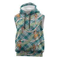 Teal Palaka Hula Girls Seamless Hawaii Aloha Sleeveless Hoodie LT7 Teal - Polynesian Pride