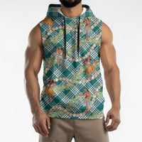 Teal Palaka Hula Girls Seamless Hawaii Aloha Sleeveless Hoodie LT7 - Polynesian Pride
