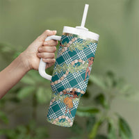 Teal Palaka Hula Girls Seamless Hawaii Aloha Tumbler With Handle LT7 - Polynesian Pride