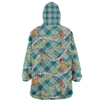 Teal Palaka Hula Girls Seamless Hawaii Aloha Wearable Blanket Hoodie - Polynesian Pride