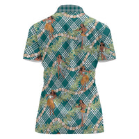 Teal Palaka Hula Girls Seamless Hawaii Aloha Women Polo Shirt LT7 - Polynesian Pride