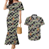 Sable Palaka Hula Girls Seamless Hawaii Aloha Couples Matching Mermaid Dress and Hawaiian Shirt LT7 Black - Polynesian Pride