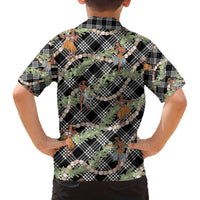 Sable Palaka Hula Girls Seamless Hawaii Aloha Family Matching Off The Shoulder Long Sleeve Dress and Hawaiian Shirt - Polynesian Pride