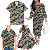 Sable Palaka Hula Girls Seamless Hawaii Aloha Family Matching Off The Shoulder Long Sleeve Dress and Hawaiian Shirt LT7 - Polynesian Pride
