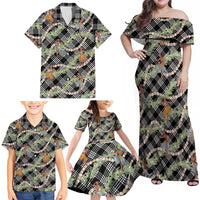 Sable Palaka Hula Girls Seamless Hawaii Aloha Family Matching Off Shoulder Maxi Dress and Hawaiian Shirt - Polynesian Pride