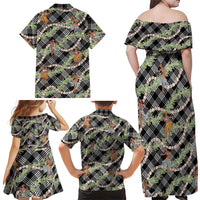 Sable Palaka Hula Girls Seamless Hawaii Aloha Family Matching Off Shoulder Maxi Dress and Hawaiian Shirt - Polynesian Pride
