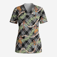 Sable Palaka Hula Girls Seamless Hawaii Aloha Scrub Top LT7 Adult Black - Polynesian Pride
