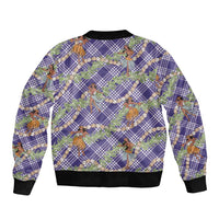 Lavender Palaka Hula Girls Seamless Hawaii Aloha Bomber Jacket - Polynesian Pride