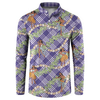 Lavender Palaka Hula Girls Seamless Hawaii Aloha Button Sweatshirt LT7 Lavender - Polynesian Pride
