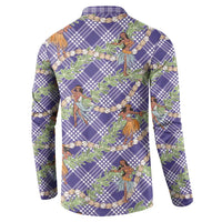 Lavender Palaka Hula Girls Seamless Hawaii Aloha Button Sweatshirt LT7 - Polynesian Pride
