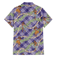 Lavender Palaka Hula Girls Seamless Hawaii Aloha Family Matching Long Sleeve Bodycon Dress and Hawaiian Shirt LT7 - Polynesian Pride
