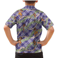 Lavender Palaka Hula Girls Seamless Hawaii Aloha Family Matching Mermaid Dress and Hawaiian Shirt LT7 - Polynesian Pride