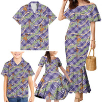 Lavender Palaka Hula Girls Seamless Hawaii Aloha Family Matching Mermaid Dress and Hawaiian Shirt LT7 - Polynesian Pride