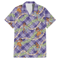 Lavender Palaka Hula Girls Seamless Hawaii Aloha Family Matching Mermaid Dress and Hawaiian Shirt LT7 Dad's Shirt - Short Sleeve Lavender - Polynesian Pride