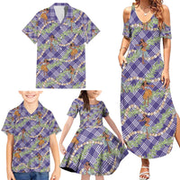 Lavender Palaka Hula Girls Seamless Hawaii Aloha Family Matching Summer Maxi Dress and Hawaiian Shirt LT7 - Polynesian Pride