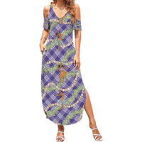 Lavender Palaka Hula Girls Seamless Hawaii Aloha Family Matching Summer Maxi Dress and Hawaiian Shirt LT7 Mom's Dress Lavender - Polynesian Pride
