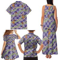 Lavender Palaka Hula Girls Seamless Hawaii Aloha Family Matching Tank Maxi Dress and Hawaiian Shirt - Polynesian Pride