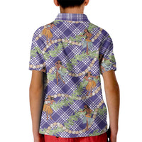 Lavender Palaka Hula Girls Seamless Hawaii Aloha Kid Polo Shirt - Polynesian Pride