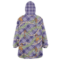 Lavender Palaka Hula Girls Seamless Hawaii Aloha Wearable Blanket Hoodie - Polynesian Pride