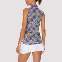 Lavender Palaka Hula Girls Seamless Hawaii Aloha Women Sleeveless Polo Shirt - Polynesian Pride