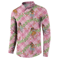 Lokelani Pink Palaka Hula Girls Seamless Hawaii Aloha Button Sweatshirt LT7 - Polynesian Pride