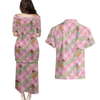 Lokelani Pink Palaka Hula Girls Seamless Hawaii Aloha Couples Matching Puletasi and Hawaiian Shirt LT7 - Polynesian Pride