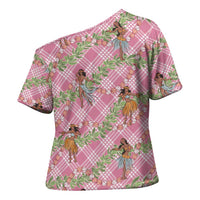 Lokelani Pink Palaka Hula Girls Seamless Hawaii Aloha Cross Shoulder Shirt LT7 - Polynesian Pride