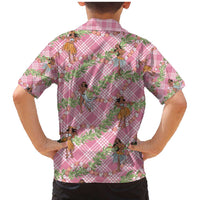 Lokelani Pink Palaka Hula Girls Seamless Hawaii Aloha Family Matching Mermaid Dress and Hawaiian Shirt LT7 - Polynesian Pride