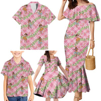 Lokelani Pink Palaka Hula Girls Seamless Hawaii Aloha Family Matching Mermaid Dress and Hawaiian Shirt LT7 - Polynesian Pride